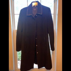 Coach Wool Mohair Leather Trim Peacoat Medium